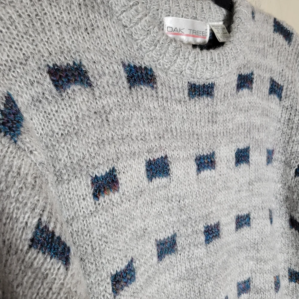Oak Tree Original Vintage Geometric Knit Crewneck Cosby Grandpa Sweater *sz M*
